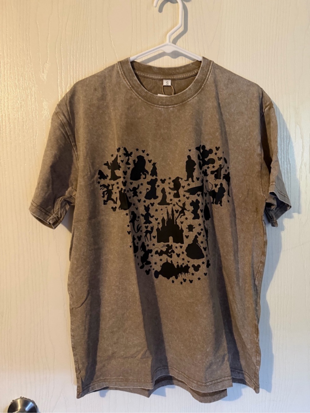 Cartoon Mickey Mouse Ears Graphic Tee in Brown Size Small NWT